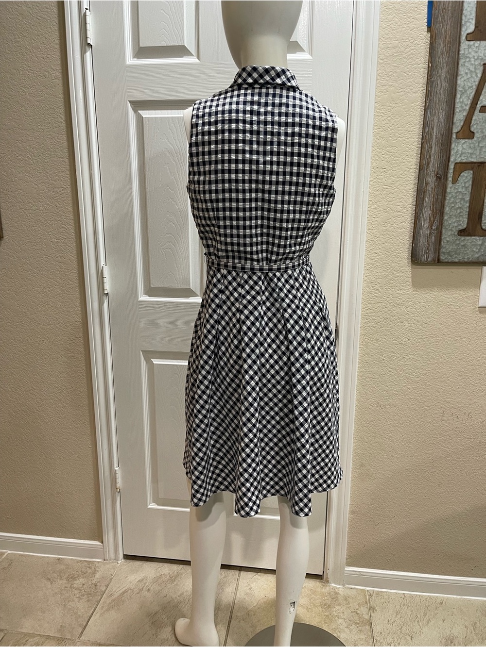 Lauren Ralph Lauren Gingham Sleeveless Shirtdress in Navy/White Size 4 - Picture 2 of 7